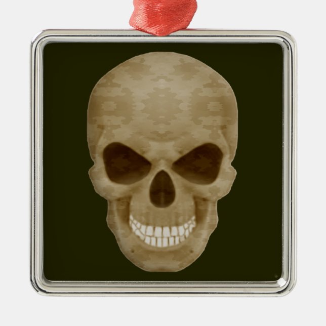 Camouflage Skull Square Ornament (Front)