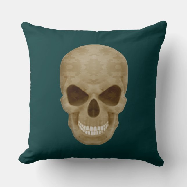 Camouflage Skull Throw Pillow (Front)