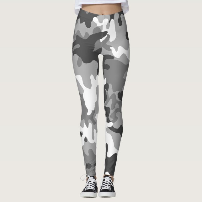 Camouflage Snow Army - Power Yoga Leggings (Front)