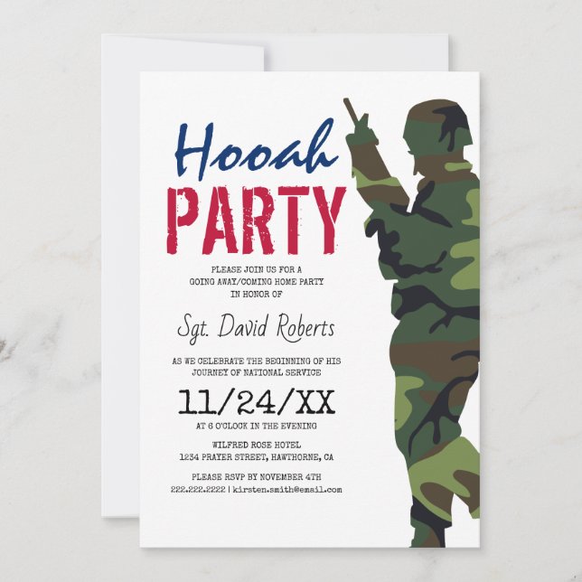 Camouflage Soldier Military Party Invitation (Front)