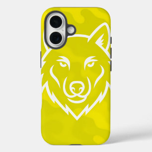 Camouflage Spirit – White Wolf Line Art iPhone 16 Case