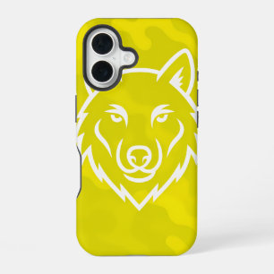 Camouflage Spirit – White Wolf Line Art iPhone 16 Case