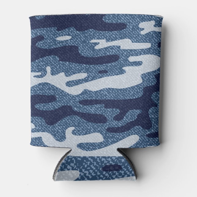 Camouflage Spotted Denim Jeans Pattern Can Cooler (Front)