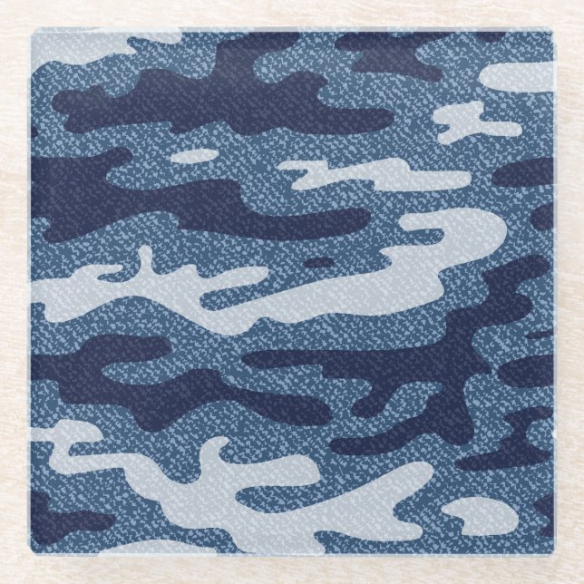 Camouflage Spotted Denim Jeans Pattern Glass Coaster (Front)