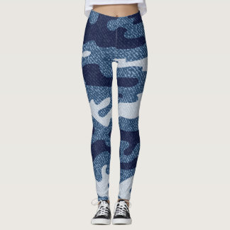 Camouflage Spotted Denim Jeans Pattern Leggings