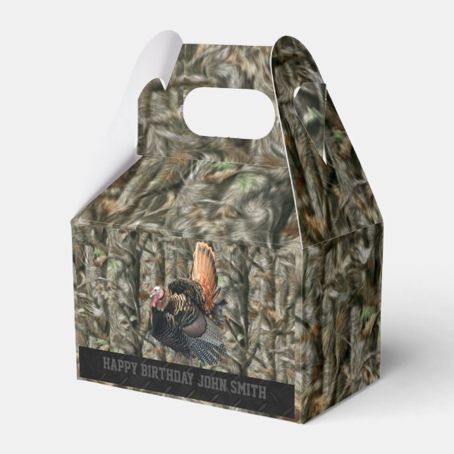 Camouflage Turkey Hunting Men's Birthday Favour Favour Box (Front Side)