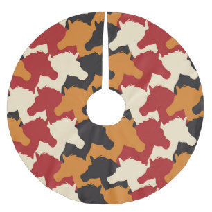 Camouflage unicorn heads, repeating pattern. brushed polyester tree skirt