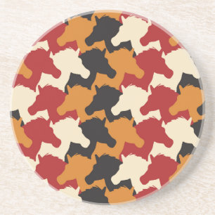 Camouflage unicorn heads, repeating pattern. coaster