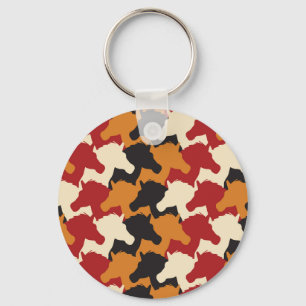 Camouflage unicorn heads, repeating pattern. key ring