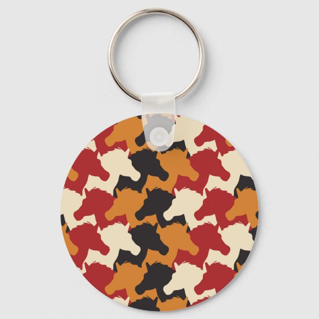 Camouflage unicorn heads, repeating pattern. key ring (Front)
