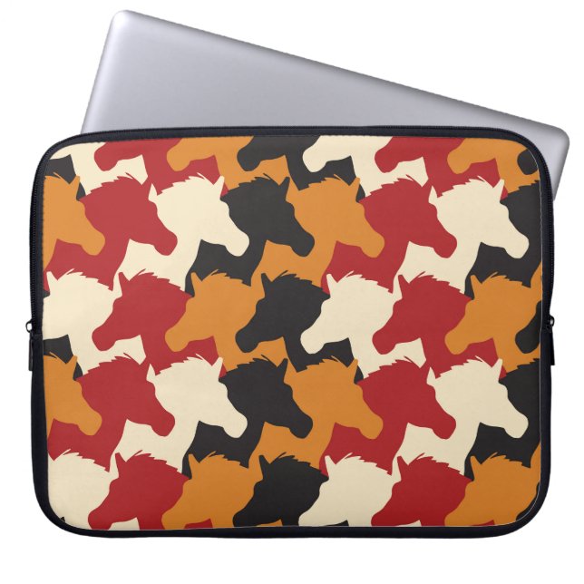 Camouflage unicorn heads, repeating pattern. laptop sleeve (Front)