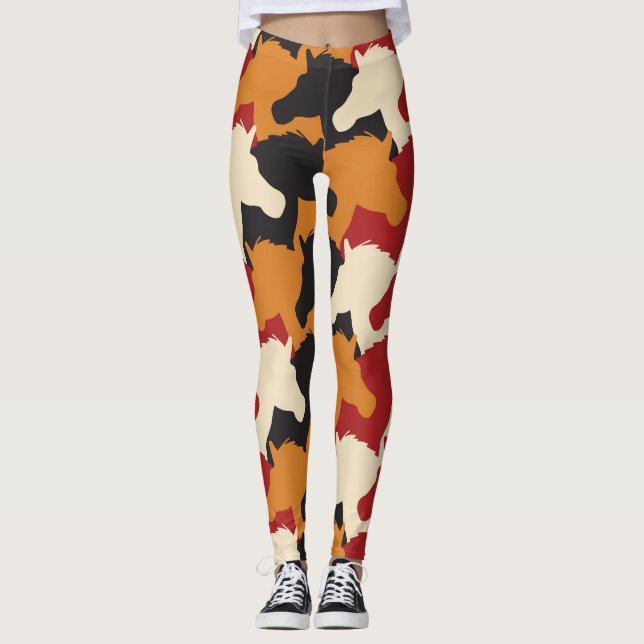 Camouflage unicorn heads, repeating pattern. leggings (Front)