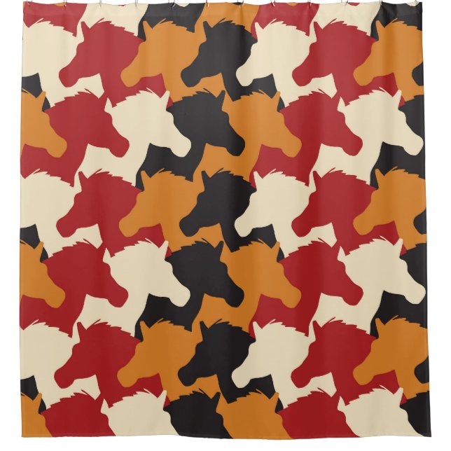 Camouflage unicorn heads, repeating pattern. shower curtain (Front)