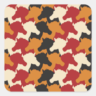 Camouflage unicorn heads, repeating pattern. square sticker