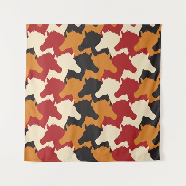 Camouflage unicorn heads, repeating pattern. tapestry (Front)