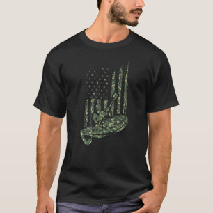 Camouflage Us Flag Canoe Paddling Outdoor Sport Ka T-Shirt