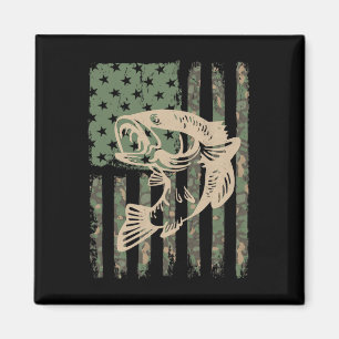 Camouflage Usa Flag Big Mouth B Fishing 1 Magnet