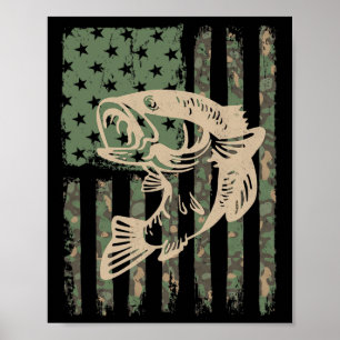 Camouflage Usa Flag Big Mouth B Fishing 1 Poster