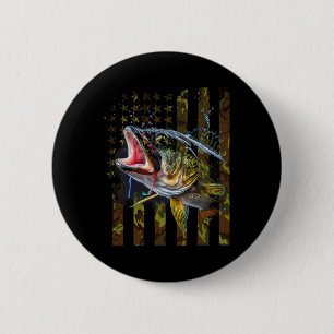 Camouflage Usa Flag Big Mouth B Fishing 6 Cm Round Badge