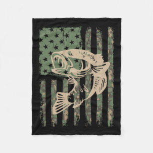 Camouflage Usa Flag Big Mouth B Fishing Gift Fleece Blanket