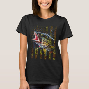 Camouflage Usa Flag Big Mouth B Fishing T-Shirt