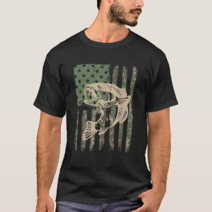 Camouflage USA Flag Big Mouth Bass Fishing  for Wo T-Shirt