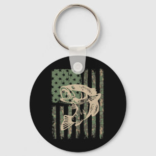 Camouflage Usa Flag Big Mouth Byss Fishing 1  Key Ring