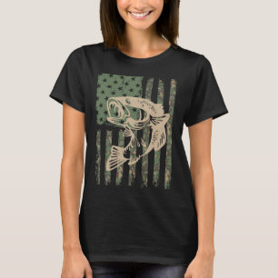 Camouflage Usa Flag Big Mouth Byss Fishing 1 T-Shirt