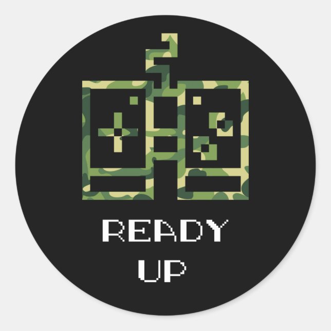 Camouflage Video Game Controller Ready Up Gamer Classic Round Sticker (Front)