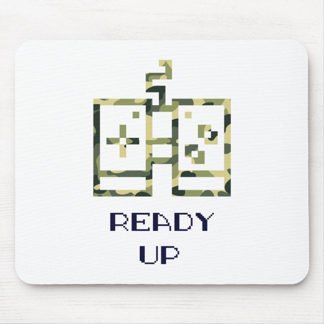 Camouflage Video Game Controller Ready Up Gamer Mouse Mat (Front)