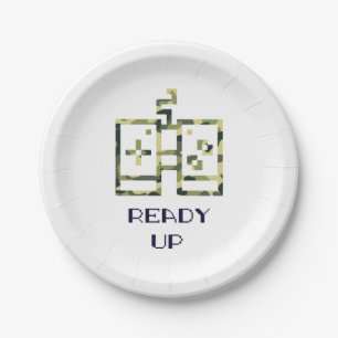 Camouflage Video Game Controller Ready Up Gamer Paper Plate