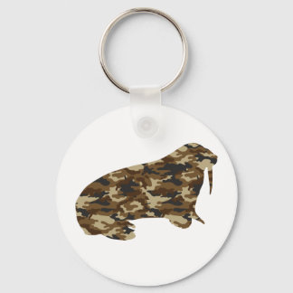 Camouflage Walrus Silhouette Key Ring