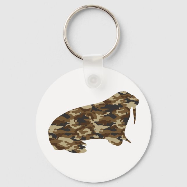 Camouflage Walrus Silhouette Key Ring (Front)