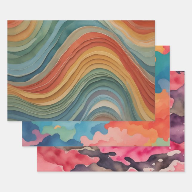 camouflage watercolor wrapping paper sheet (Set)