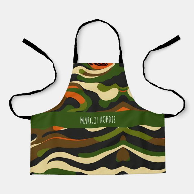Camouflage Waves Watercolor Pattern Apron (Front)