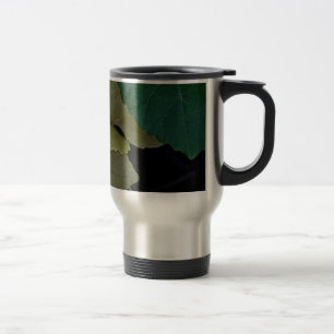 CAMOUFLAGE WITH LEAVES IN EARLY FALL TRAVEL MUG