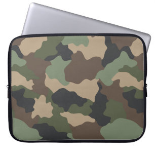 Camouflage Woodland Camo Khaki Tan Black Laptop Sleeve