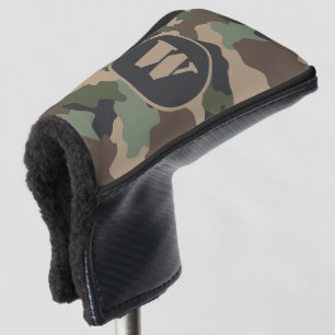 Camouflage Woodland Camo Khaki Tan Black Monogram Golf Head Cover