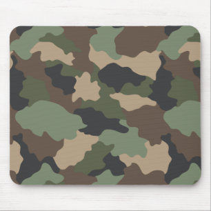 Camouflage Woodland Camo Khaki Tan Black Mouse Mat