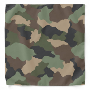 Camouflage Woodland Camo Military Khaki Tan Black Bandana