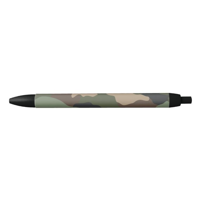 Camouflage Woodland Camo Military Khaki Tan Black Ink Pen (Front)