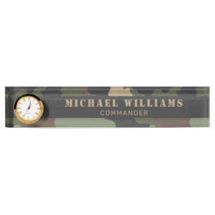 Camouflage Woodland Camo Military Khaki Tan Black Nameplate