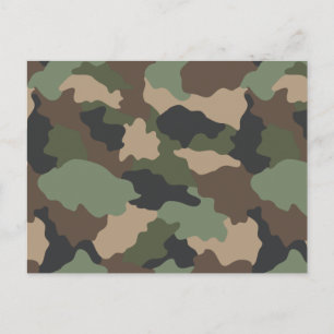 Camouflage Woodland Camo Military Khaki Tan Black Postcard