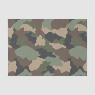 Camouflage Woodland Camo Military Khaki Tan Black Tissue Paper