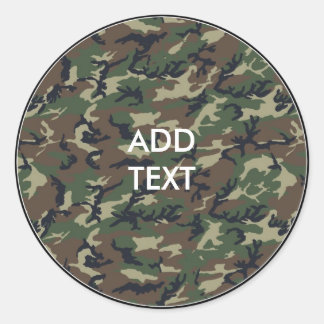 Camouflage Woodland Classic Round Sticker