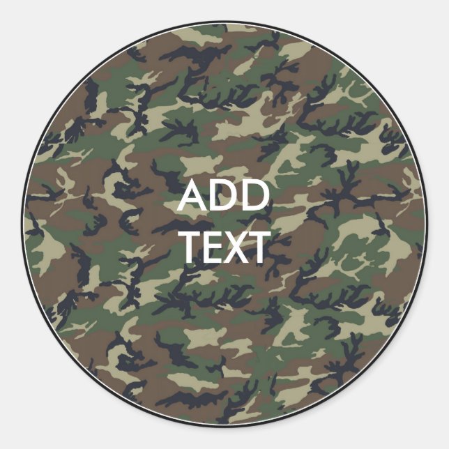 Camouflage Woodland Classic Round Sticker (Front)