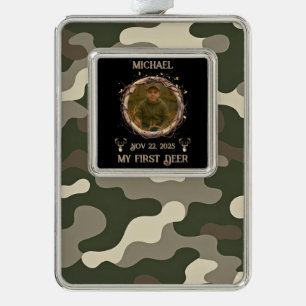 Camouflage Woodland First Deer Photo Frame Silver Plated Framed Ornament