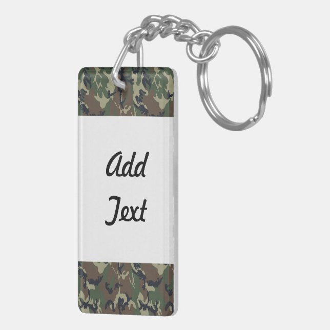Camouflage Woodland Forest Heart on Camo Key Ring (Back Right)