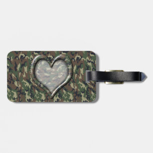 Camouflage Woodland Forest Heart on Camo Luggage Tag