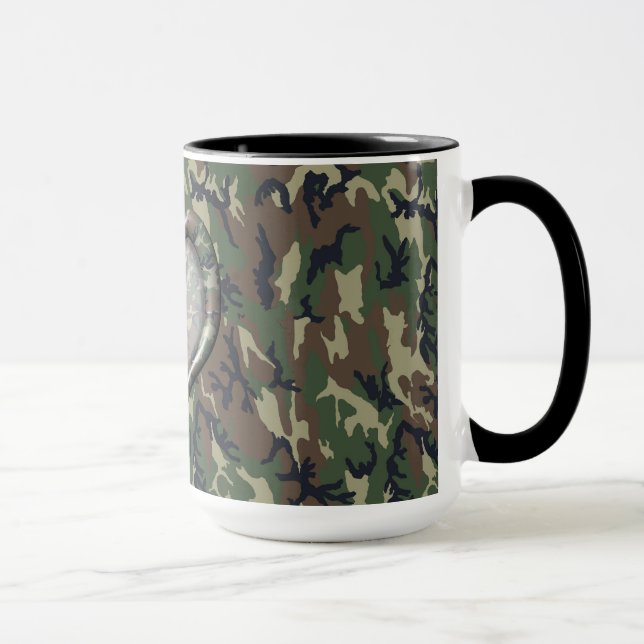 Camouflage Woodland Forest Heart on Camo Mug (Right)